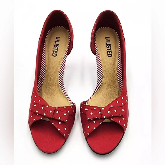 Unlisted A‎ Kenneth Cole Production Red Polka Dot Women’s Shoes - Picture 3 of 12